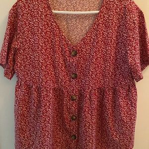 Shein Button-up Short Sleeve Casual Top